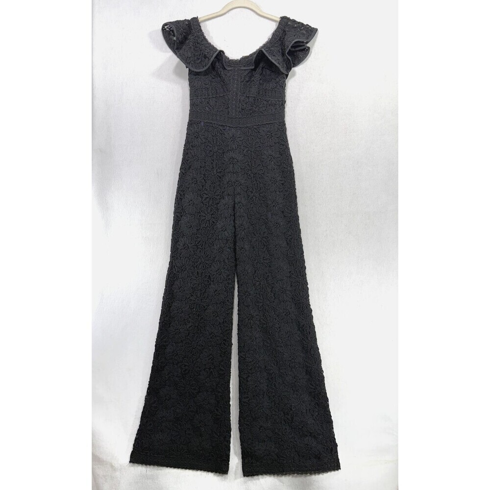 Alexis Jumpsuit Women XS Lace Wide Leg Ruffle Off Shoulder Elegant Romantic